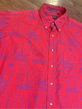 RARE Vtg Flying Scotsman Single Stitch Made in USA Nautical Sailboat AOP Sz XL